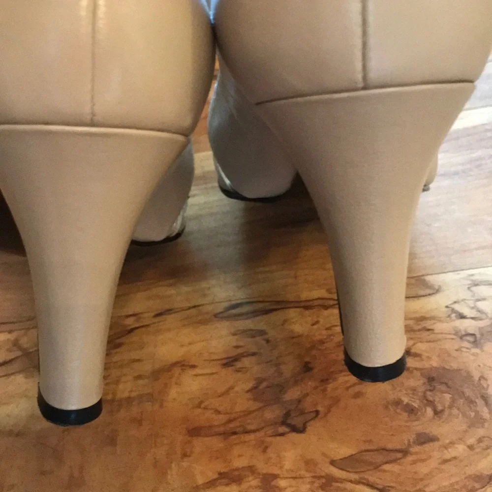 Taupe Leather Strappy nude open toe high heel shoes pumps peep toe cross cross